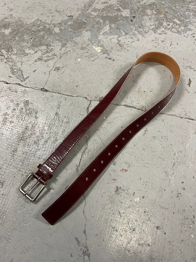 2000s Yohji Yamamoto Y’s Burgundy Patina Leather Belt FJGHxnW 3