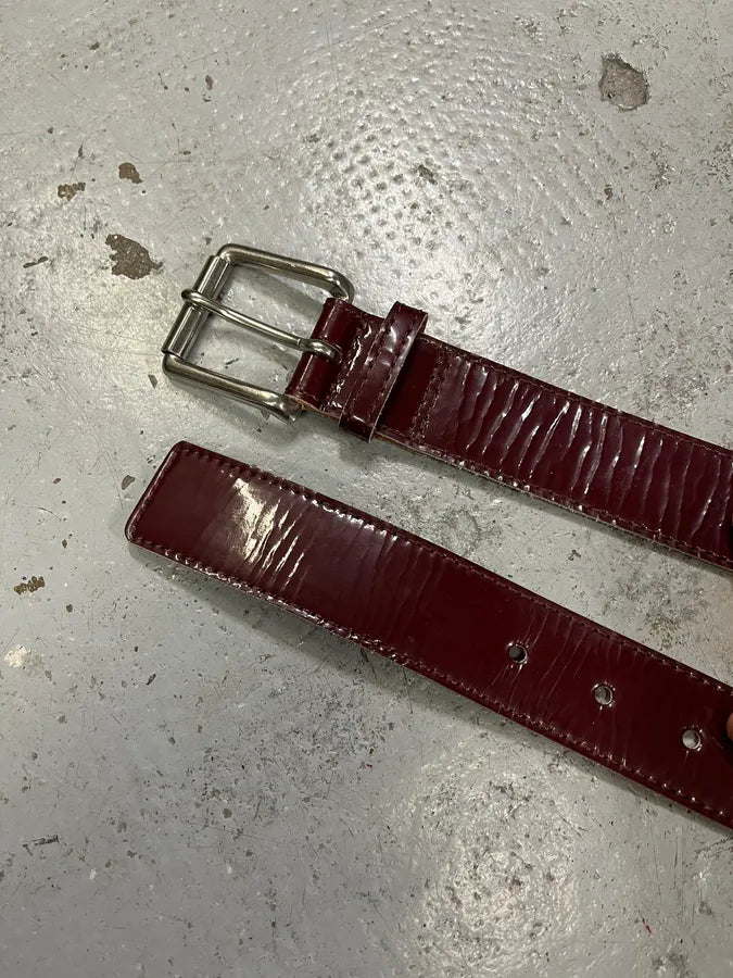 2000s Yohji Yamamoto Y’s Burgundy Patina Leather Belt FJGHxnW 4