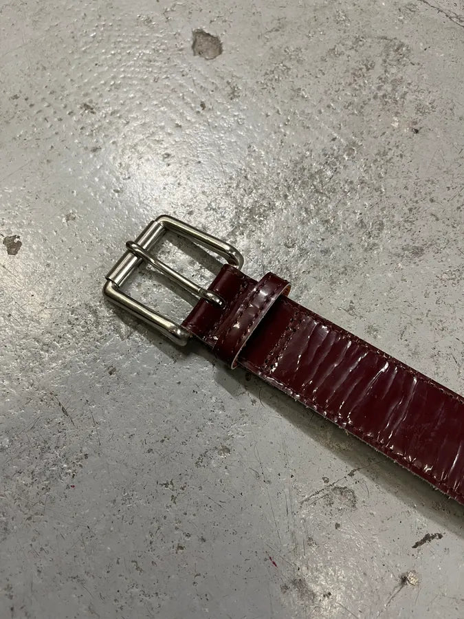 2000s Yohji Yamamoto Y’s Burgundy Patina Leather Belt FJGHxnW 5