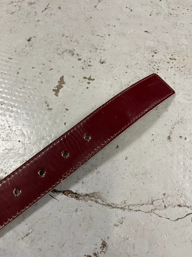 2000s Yohji Yamamoto Y’s Burgundy Patina Leather Belt FJGHxnW 6
