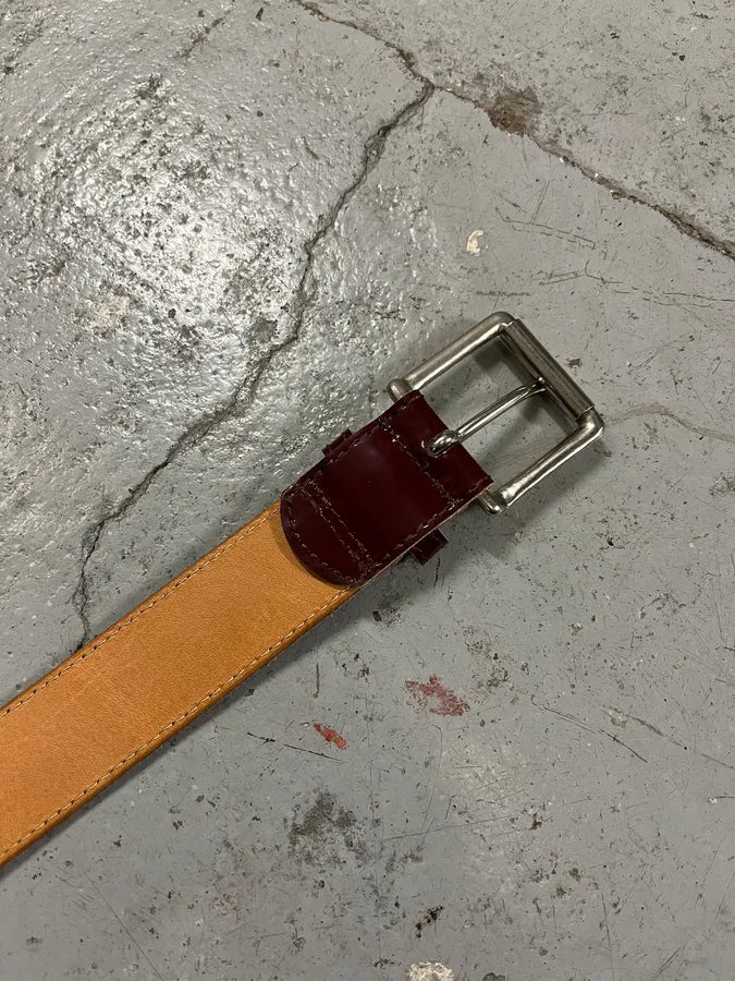 2000s Yohji Yamamoto Y’s Burgundy Patina Leather Belt FJGHxnW 7