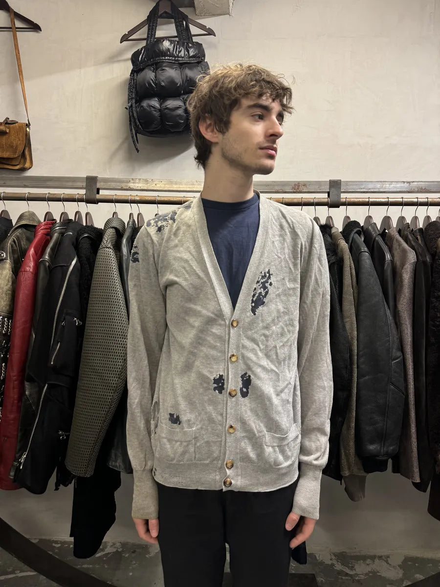 2000s Yves Saint Laurent Apocalyptic Destroyed Grey Cardigan BwOdrae 2