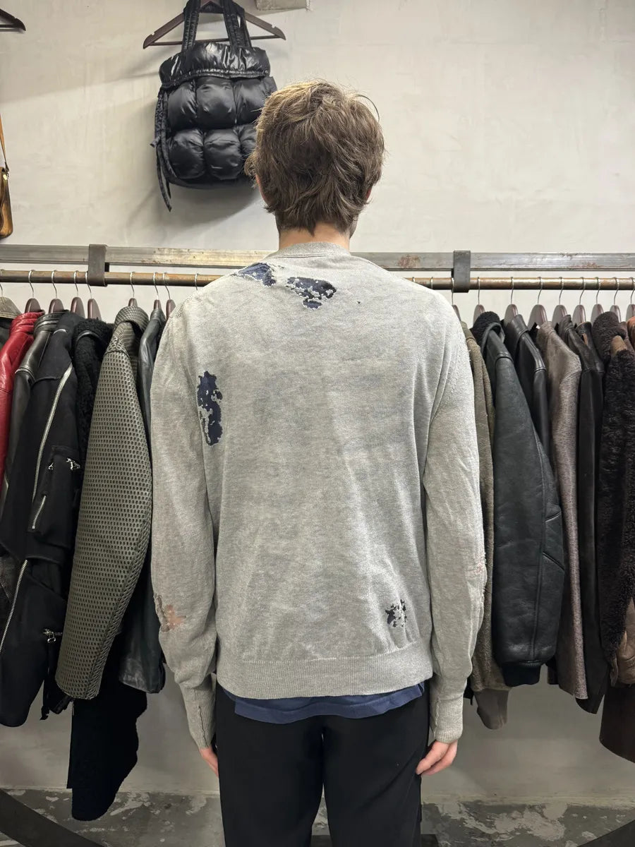 2000s Yves Saint Laurent Apocalyptic Destroyed Grey Cardigan BwOdrae 3