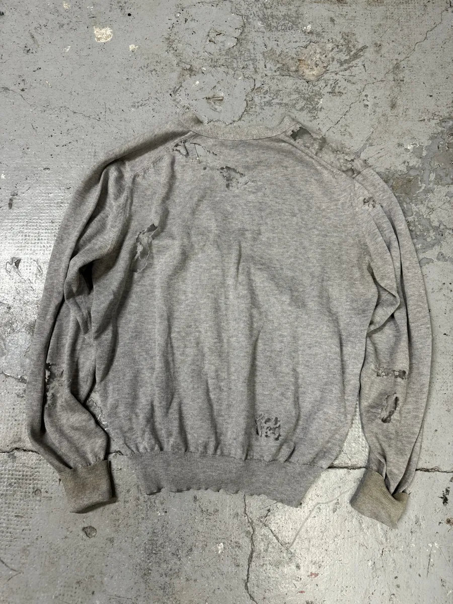2000s Yves Saint Laurent Apocalyptic Destroyed Grey Cardigan BwOdrae 4