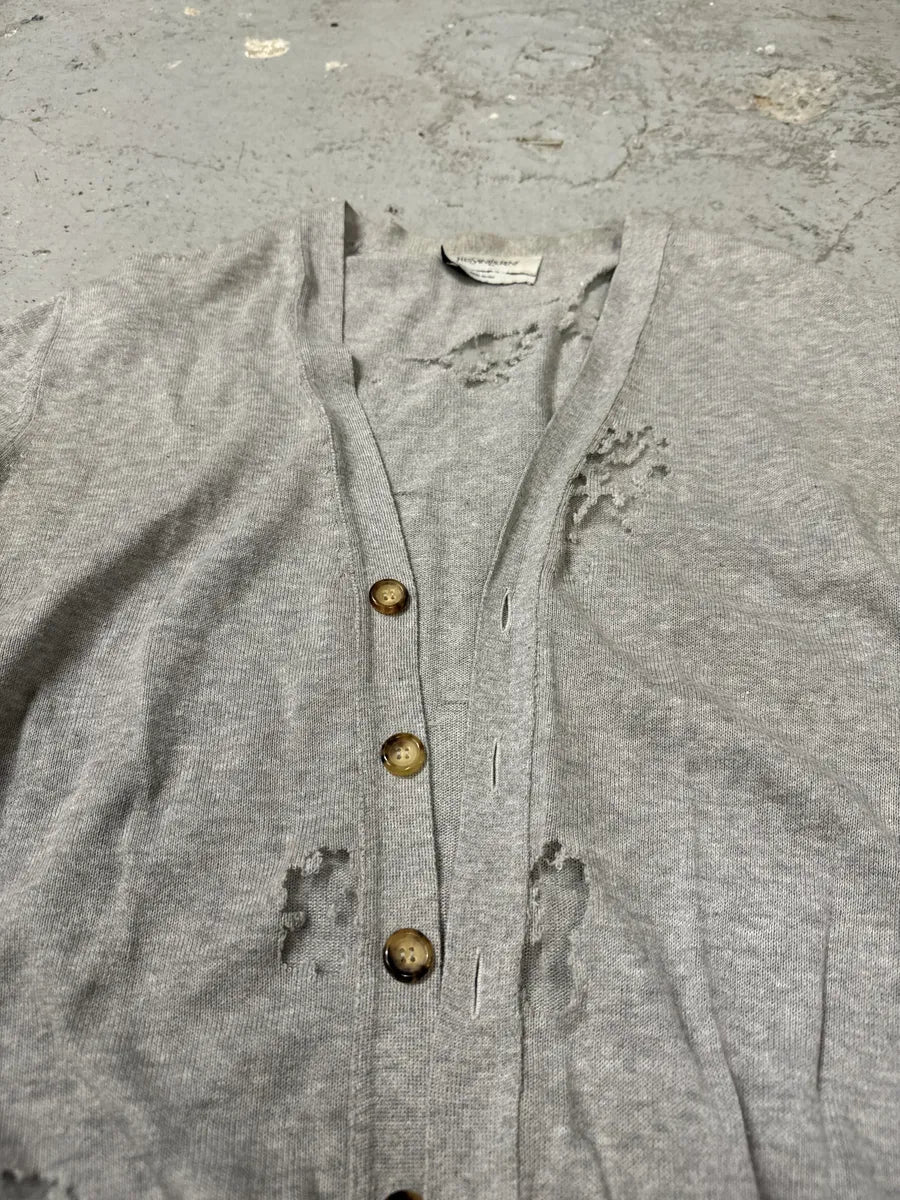 2000s Yves Saint Laurent Apocalyptic Destroyed Grey Cardigan BwOdrae 8