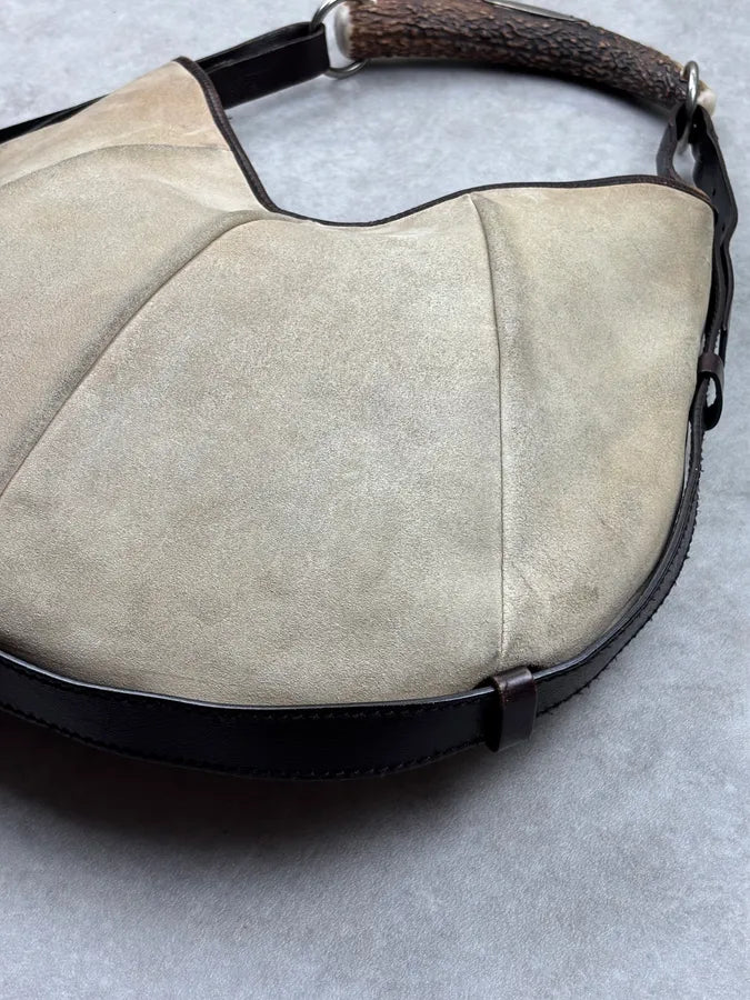 AW2002 Yves Saint Laurent Beige Leather Mombasa Horn Handle Bag oSxfydU 10