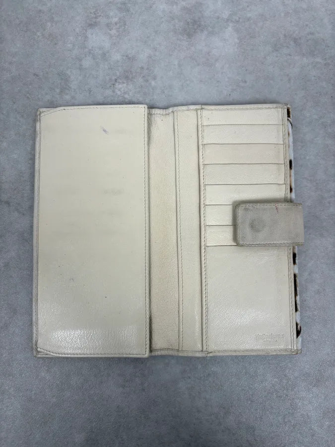 2000s Yves Saint Laurent White Ponyhair Leather Wallet BTphBzI 3