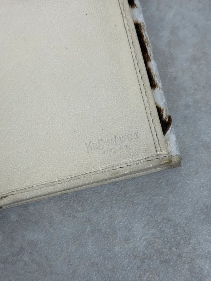 2000s Yves Saint Laurent White Ponyhair Leather Wallet BTphBzI 6