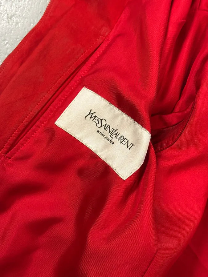AW2003 Yves Saint Laurent Biker Faded Red Leather Jacket jpsdTIp 12