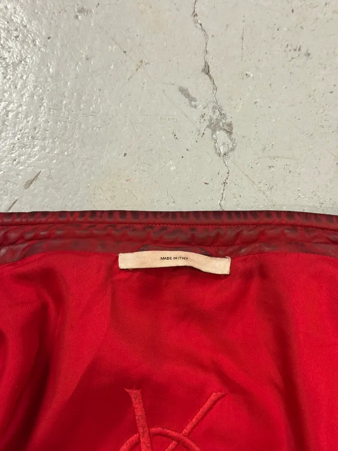 AW2003 Yves Saint Laurent Biker Faded Red Leather Jacket jpsdTIp 14