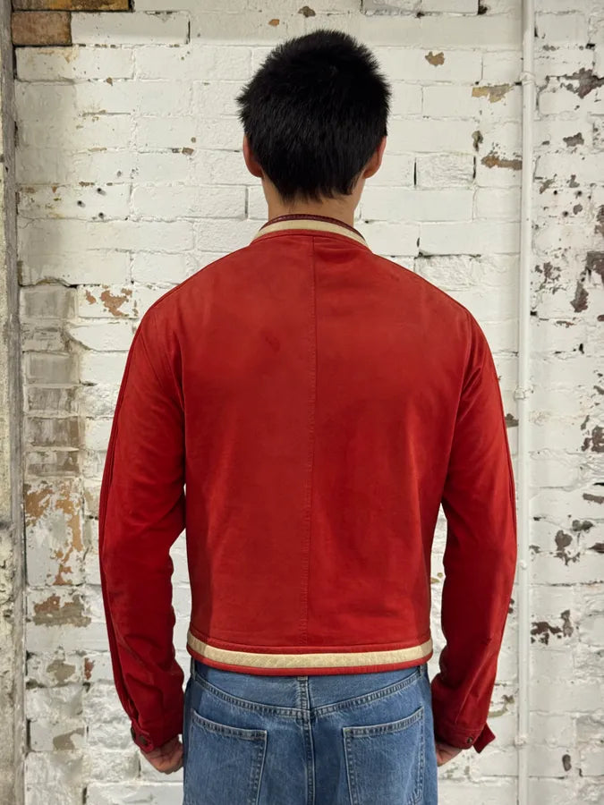 AW2003 Yves Saint Laurent Biker Faded Red Leather Jacket jpsdTIp 3