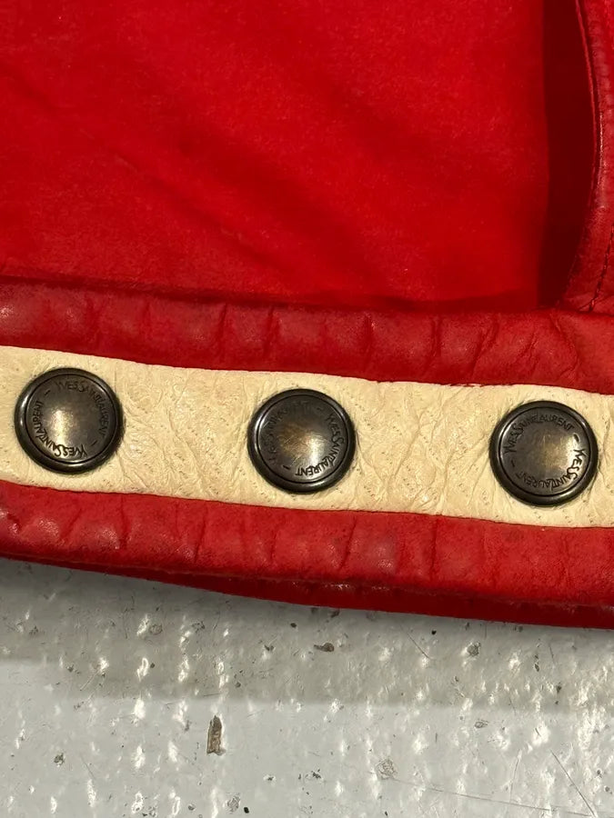 2000s Yves Saint Laurent Biker Faded Red Leather Jacket jpsdTIp 5