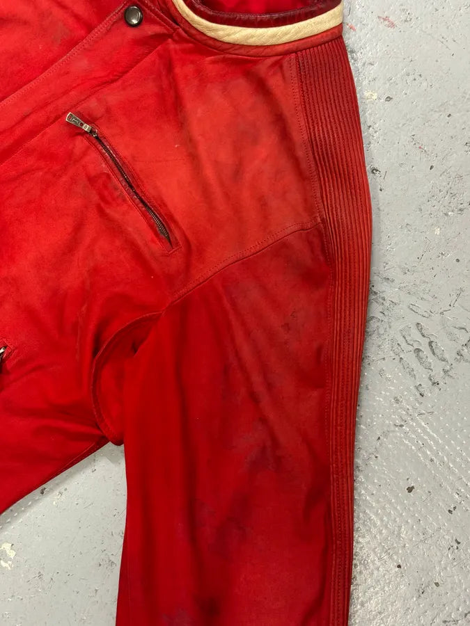2000s Yves Saint Laurent Biker Faded Red Leather Jacket jpsdTIp 8