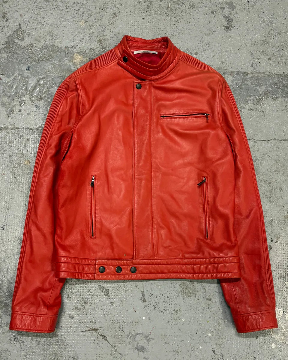 2000s Yves Saint Laurent Biker Red Leather Jacket by Tom Ford tkZDroE 1