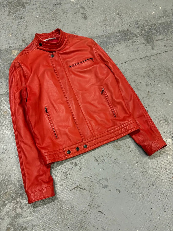 2000s Yves Saint Laurent Biker Red Leather Jacket by Tom Ford tkZDroE 3