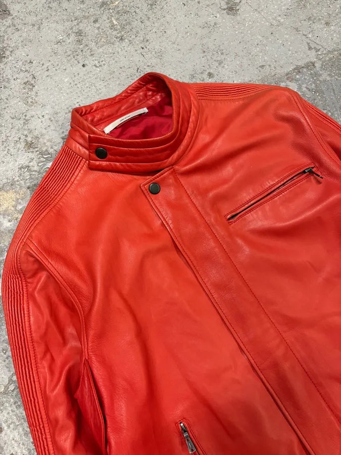 2000s Yves Saint Laurent Biker Red Leather Jacket by Tom Ford tkZDroE 5