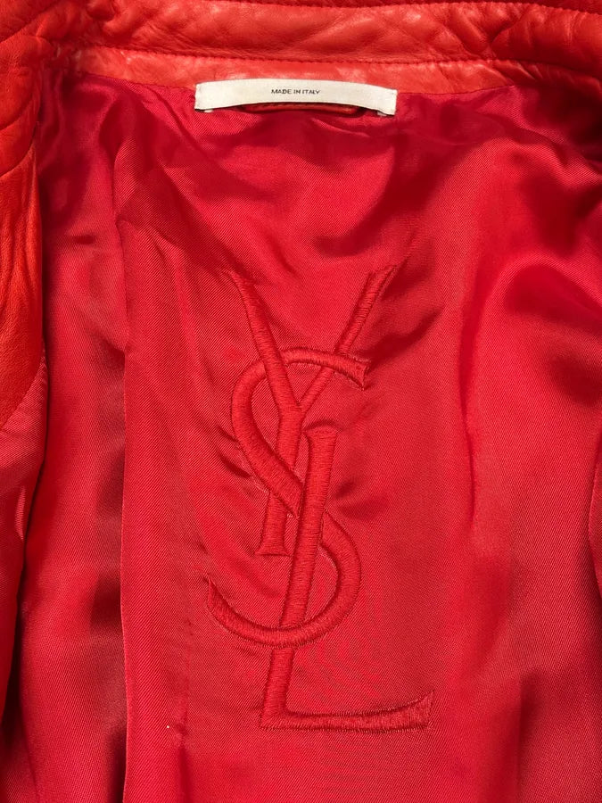 2000s Yves Saint Laurent Biker Red Leather Jacket by Tom Ford tkZDroE 7