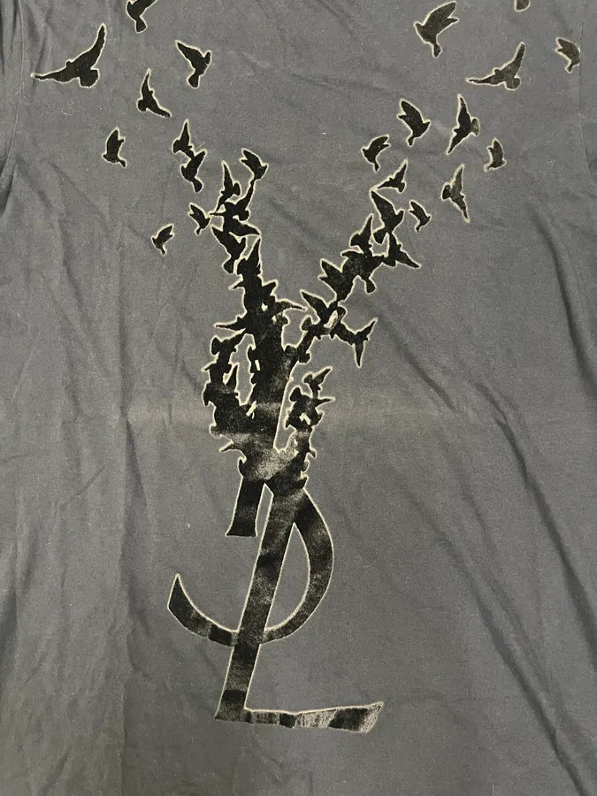 2000s Yves Saint Laurent Bird Gradient Navy T-Shirt NJwfstz 5