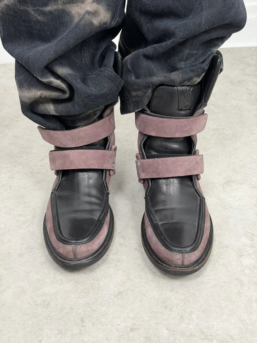 2000s Yves Saint Laurent Black & Pink Leather Boots tOMPqnz 4