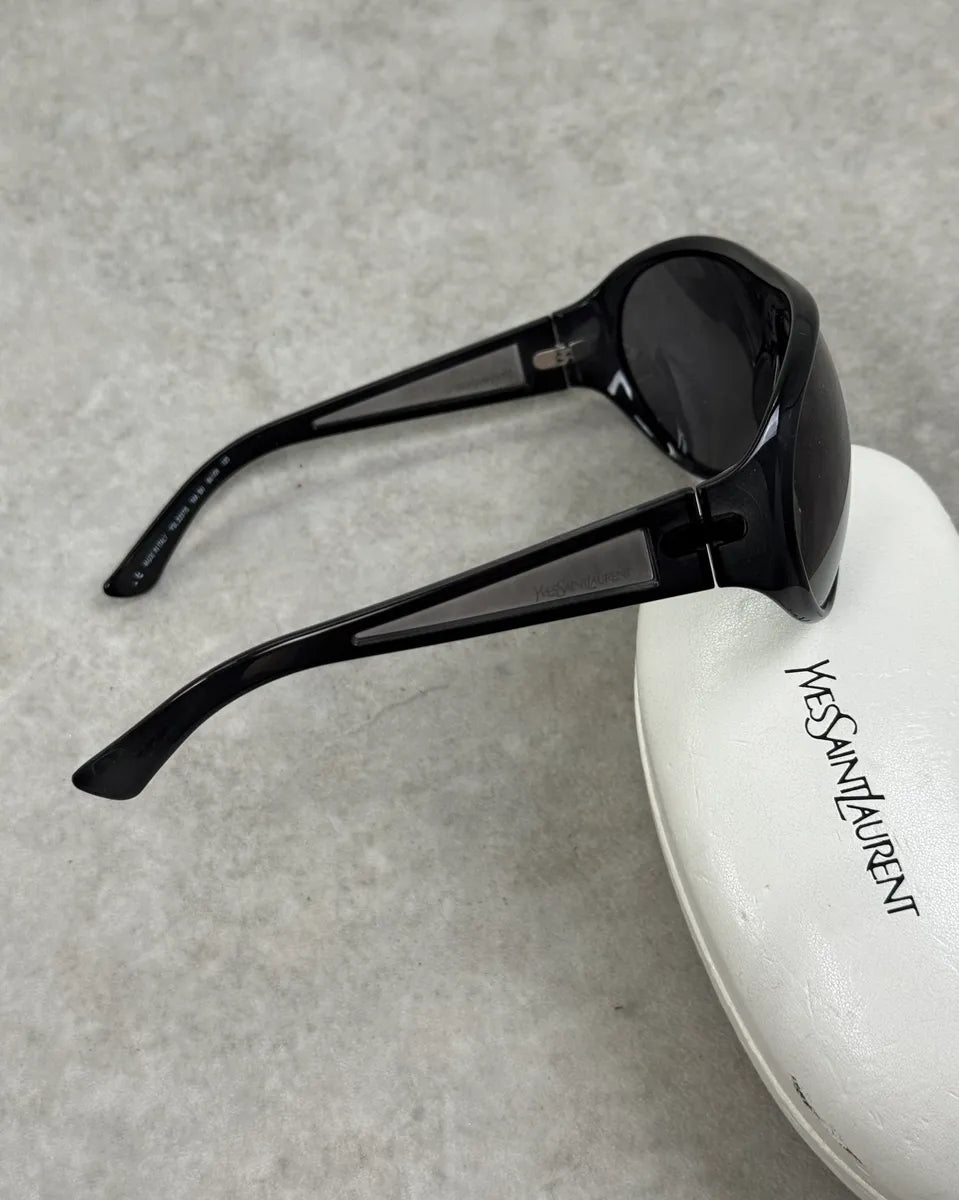 2000s Yves Saint Laurent Black Acetate Sunglasses NYWXecN 6