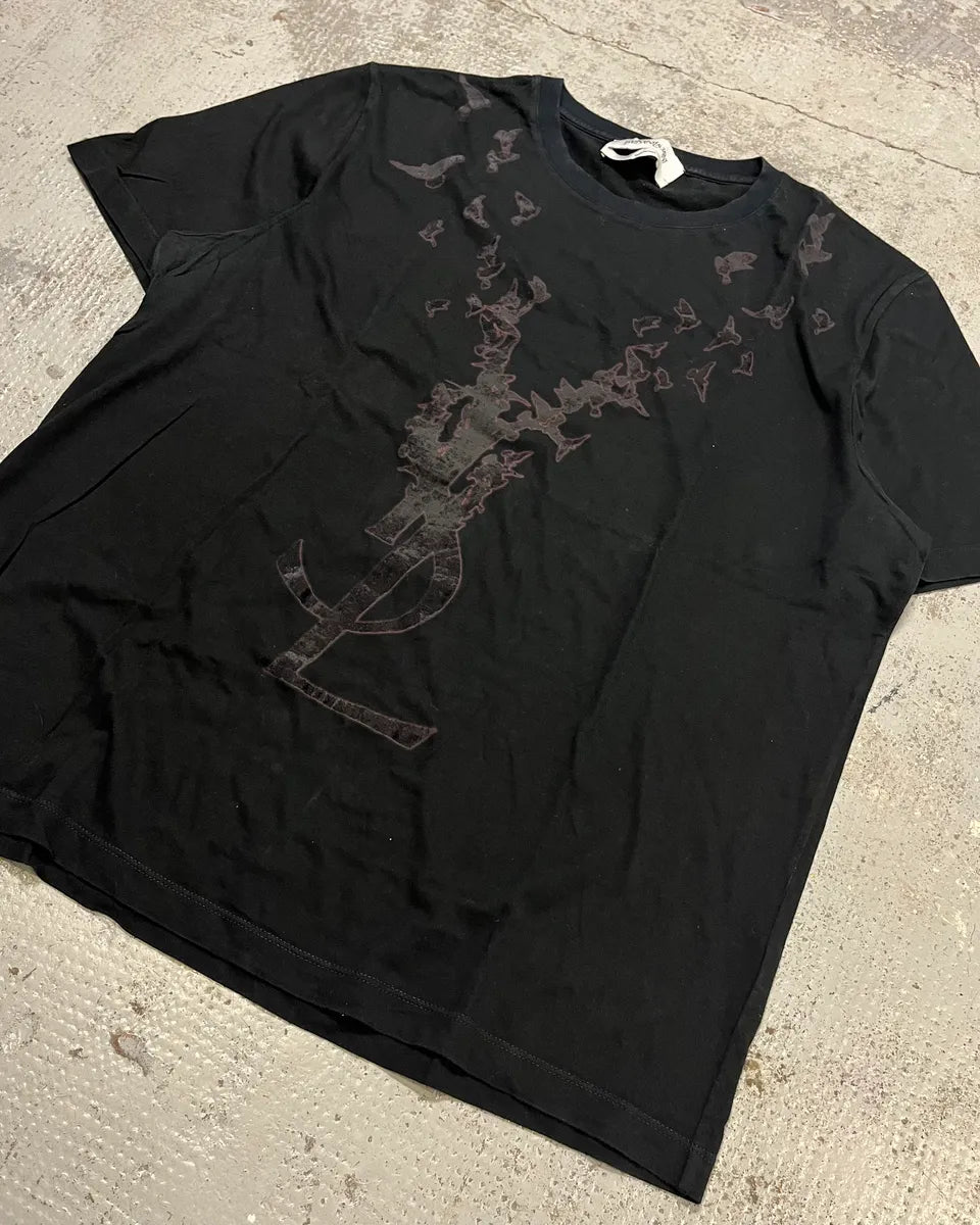 2000s Yves Saint Laurent Black Bat T-Shirt HiTPeOk 3