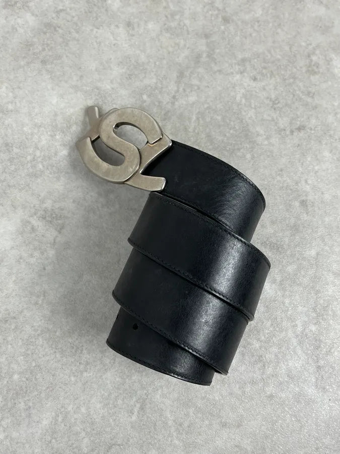 2000s Yves Saint Laurent Black Leather Belt wyXTLxa 1