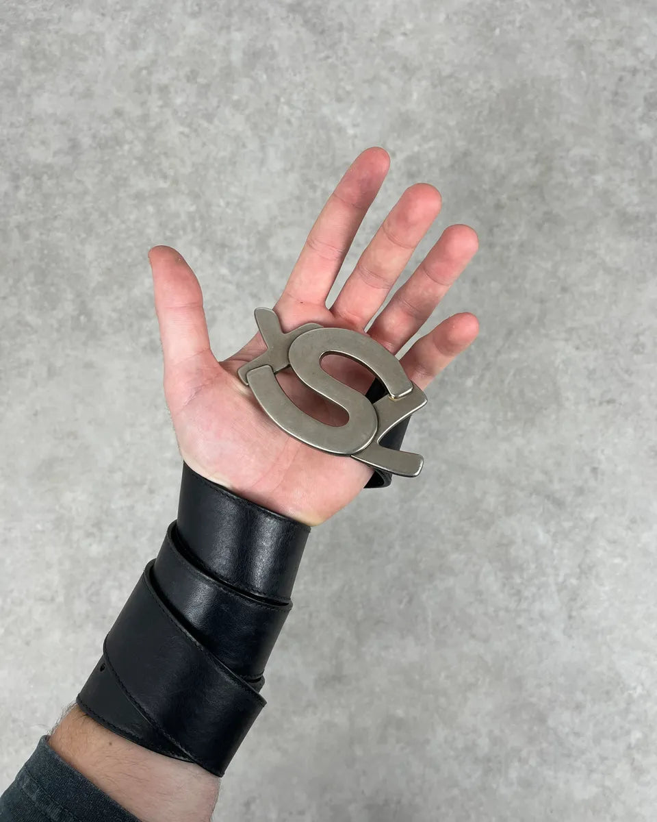 2000s Yves Saint Laurent Black Leather Belt wyXTLxa 2