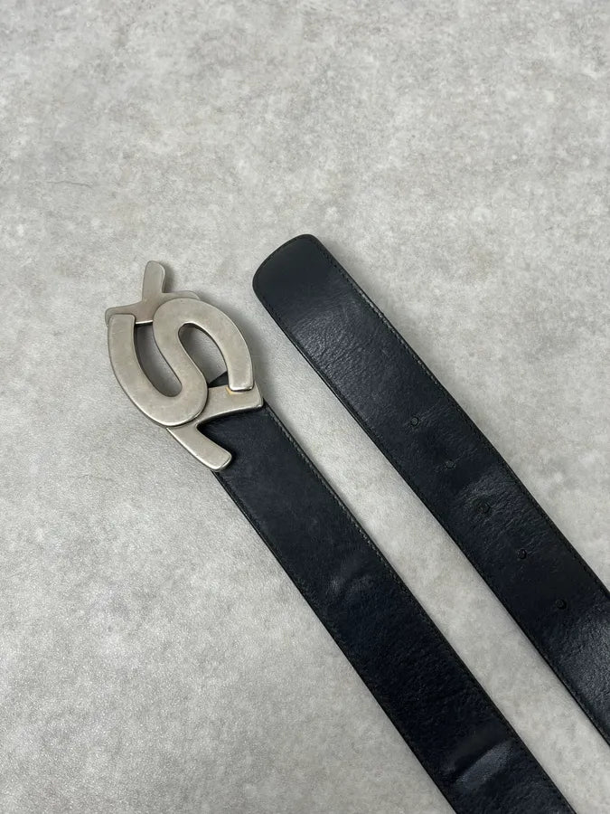 2000s Yves Saint Laurent Black Leather Belt wyXTLxa 3