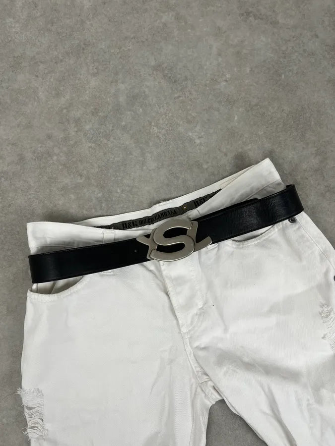 2000s Yves Saint Laurent Black Leather Belt wyXTLxa 0