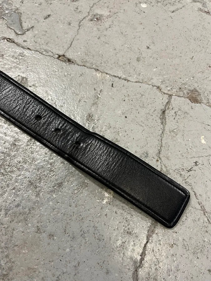 2000s Yves Saint Laurent Black Leather Belt with Silver Buckle (OS) OYDZPxk 5