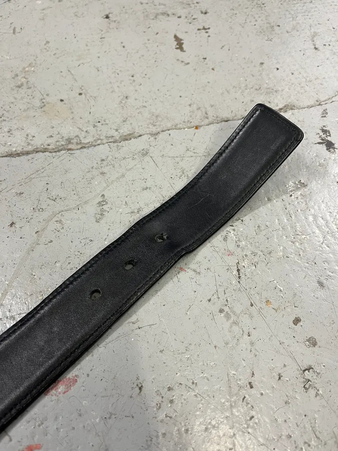 2000s Yves Saint Laurent Black Leather Belt with Silver Buckle (OS) OYDZPxk 8