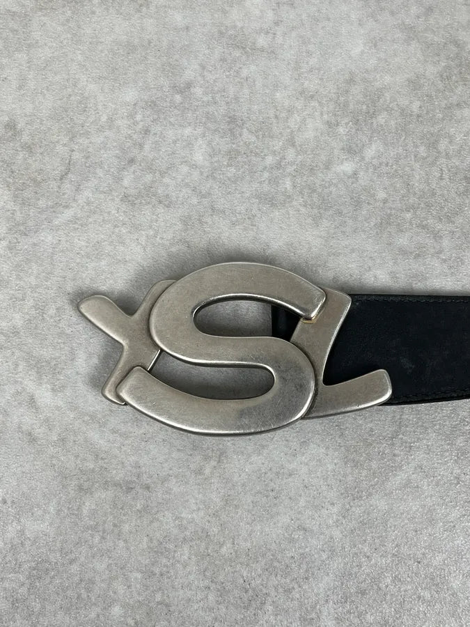 2000s Yves Saint Laurent Black Leather Belt wyXTLxa 4