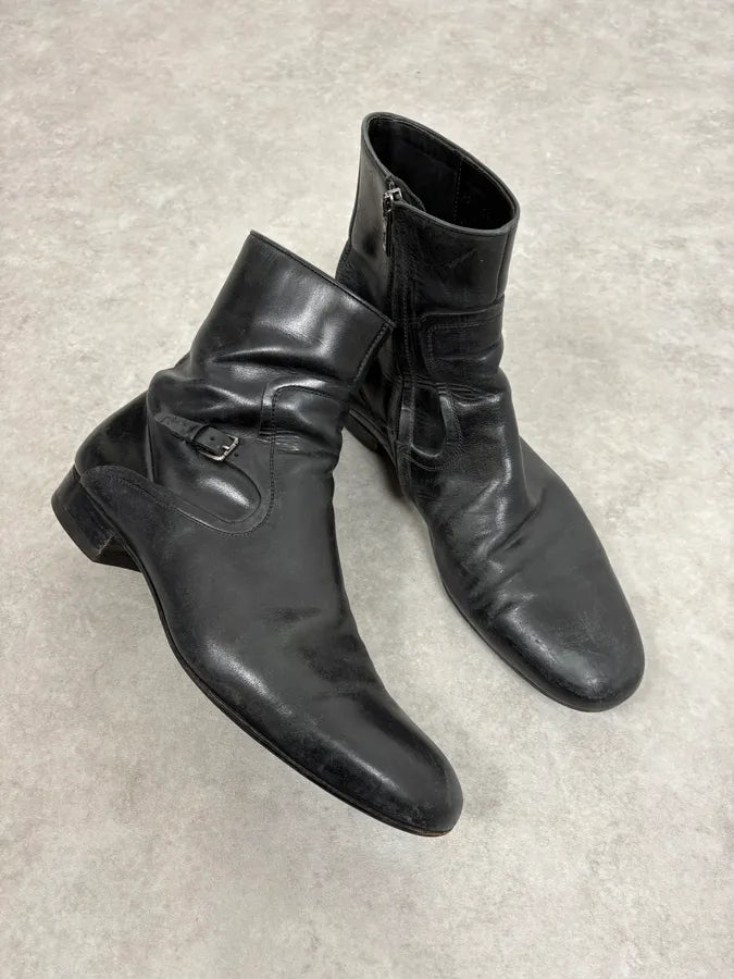 2000s Yves Saint Laurent Black Leather Boots CtxngHH 4