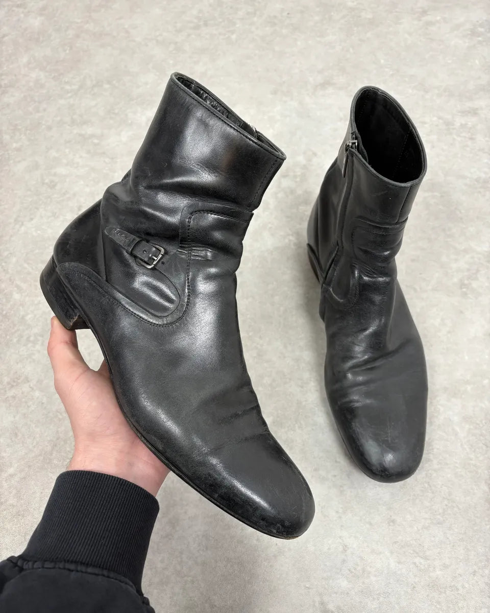 2000s Yves Saint Laurent Black Leather Boots CtxngHH 0