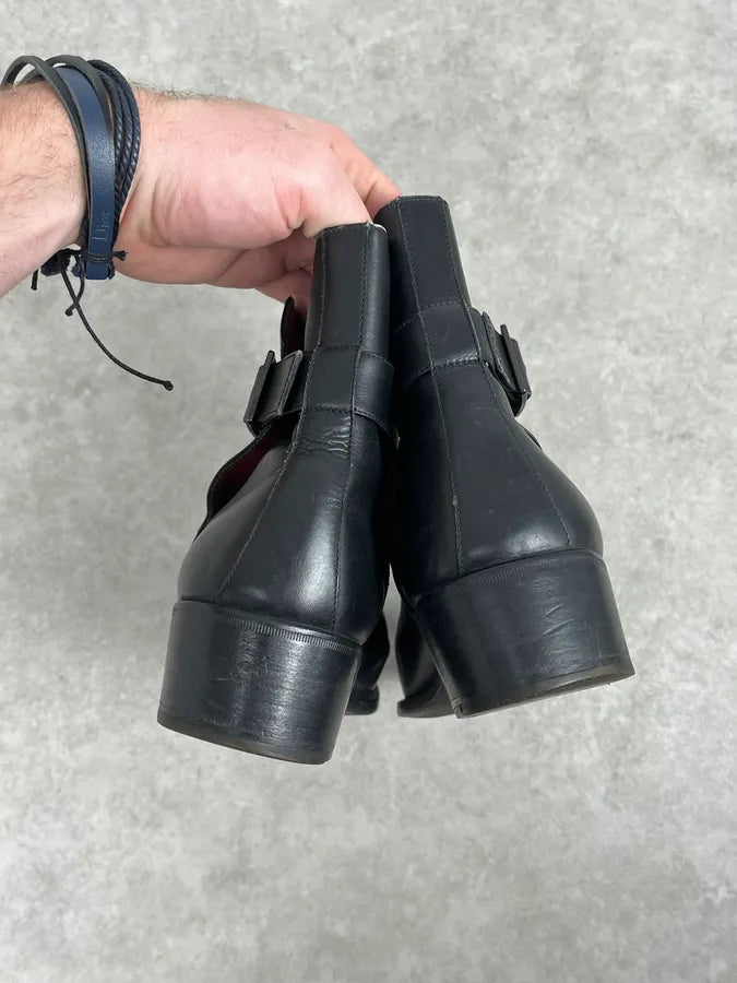 2000s Yves Saint Laurent Black Leather Boots PZOHvLu 5