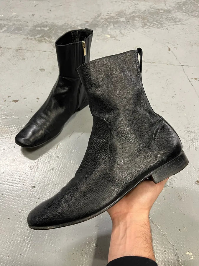 2000s Yves Saint Laurent Black Leather Boots dErACEw 0