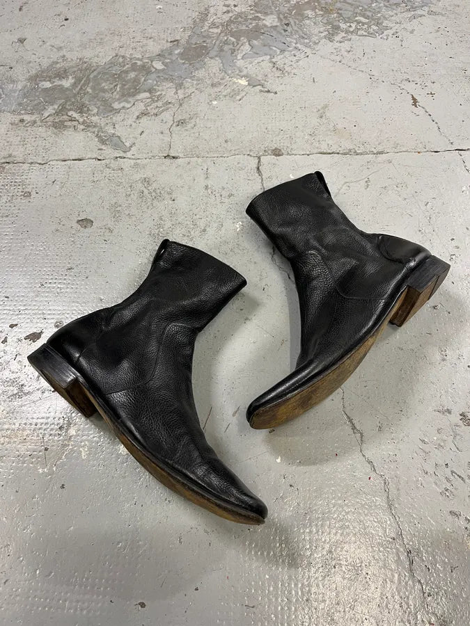 2000s Yves Saint Laurent Black Leather Boots dErACEw 1