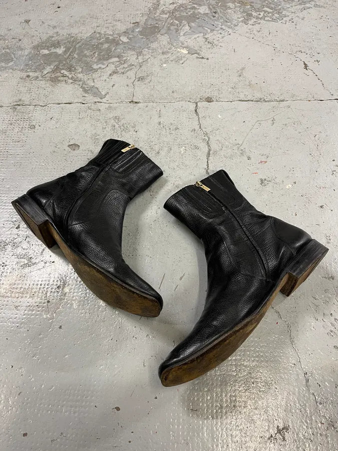 2000s Yves Saint Laurent Black Leather Boots dErACEw 2