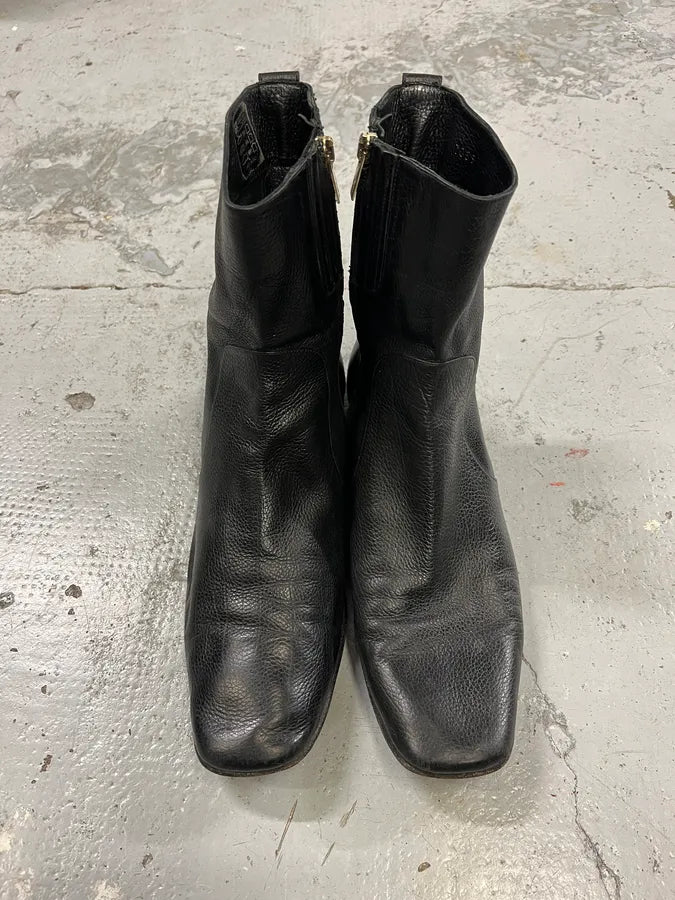 2000s Yves Saint Laurent Black Leather Boots dErACEw 4