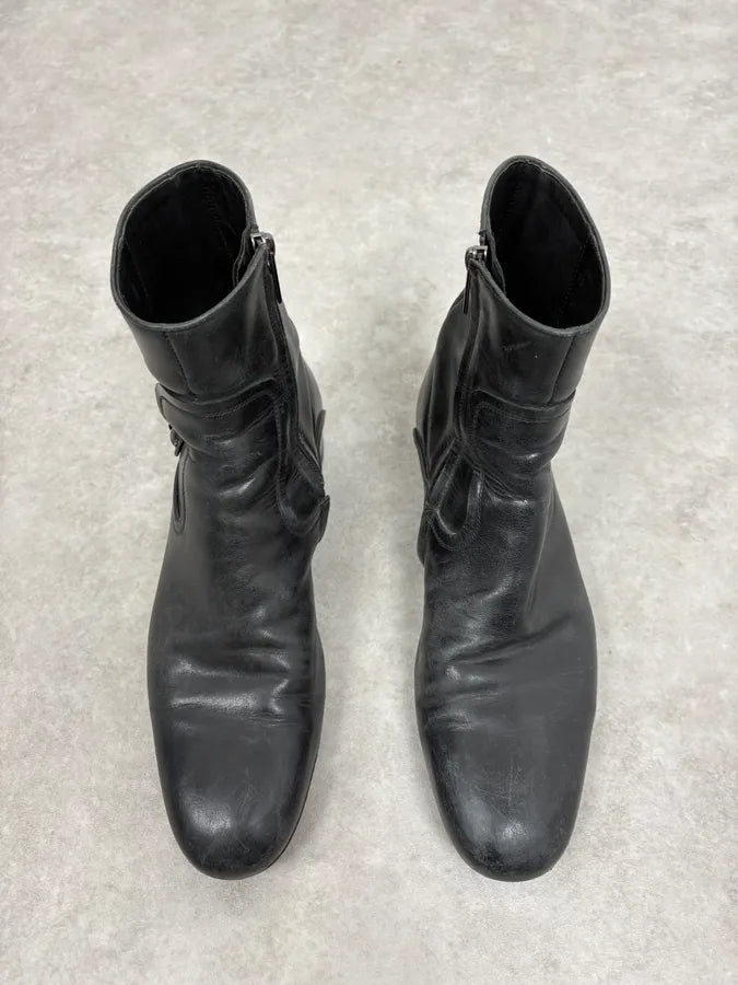 2000s Yves Saint Laurent Black Leather Boots CtxngHH 1
