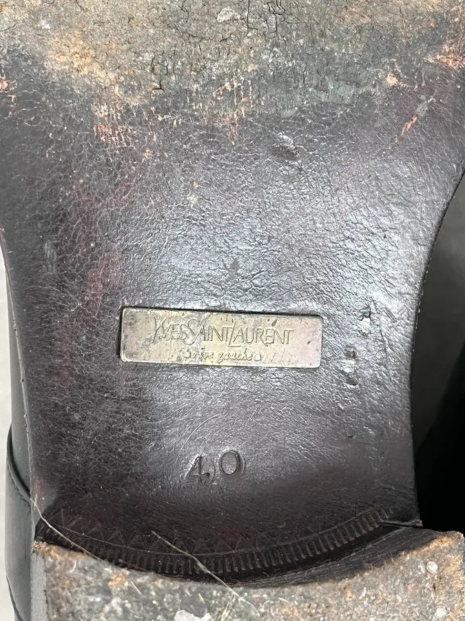 2000s Yves Saint Laurent Black Leather Boots PZOHvLu 8