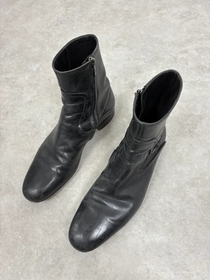 2000s Yves Saint Laurent Black Leather Boots CtxngHH 2