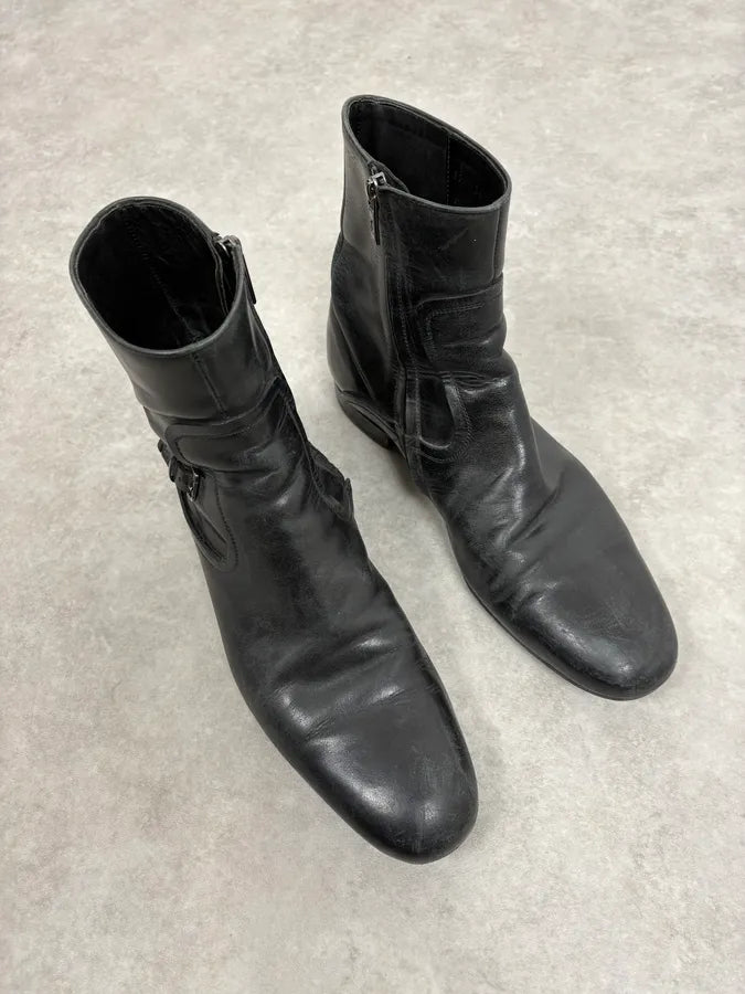 2000s Yves Saint Laurent Black Leather Boots CtxngHH 3