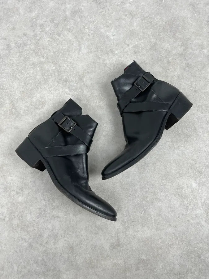 2000s Yves Saint Laurent Black Leather Boots PZOHvLu 4