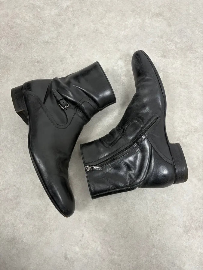 2000s Yves Saint Laurent Black Leather Boots CtxngHH 5