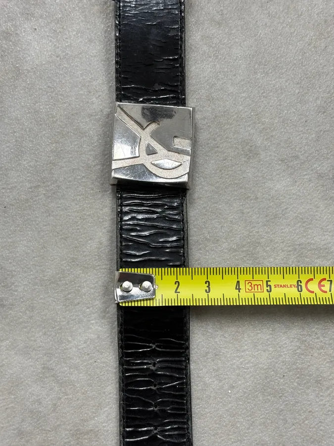 2000s Yves Saint Laurent Black Leather Bracelet xTdruqz 7