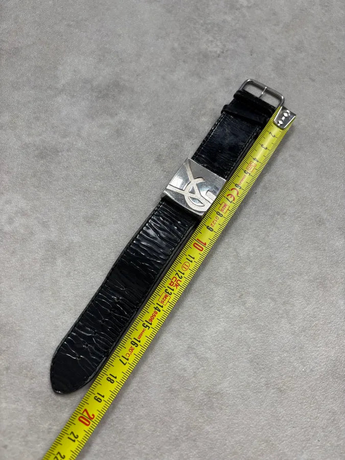 2000s Yves Saint Laurent Black Leather Bracelet xTdruqz 8