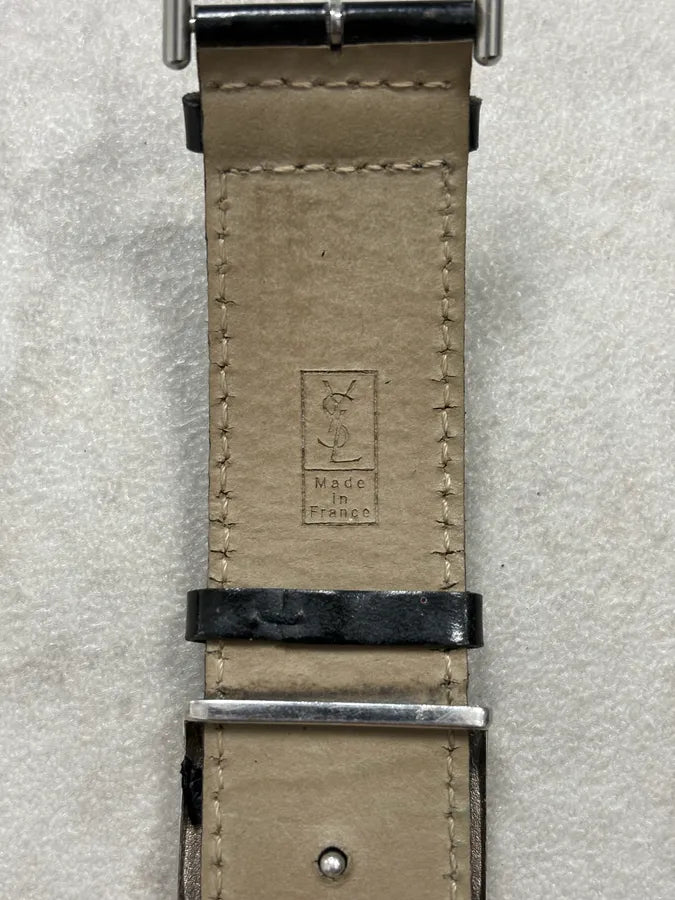 2000s Yves Saint Laurent Black Leather Bracelet xTdruqz 6