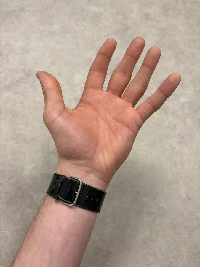 2000s Yves Saint Laurent Black Leather Bracelet xTdruqz 1