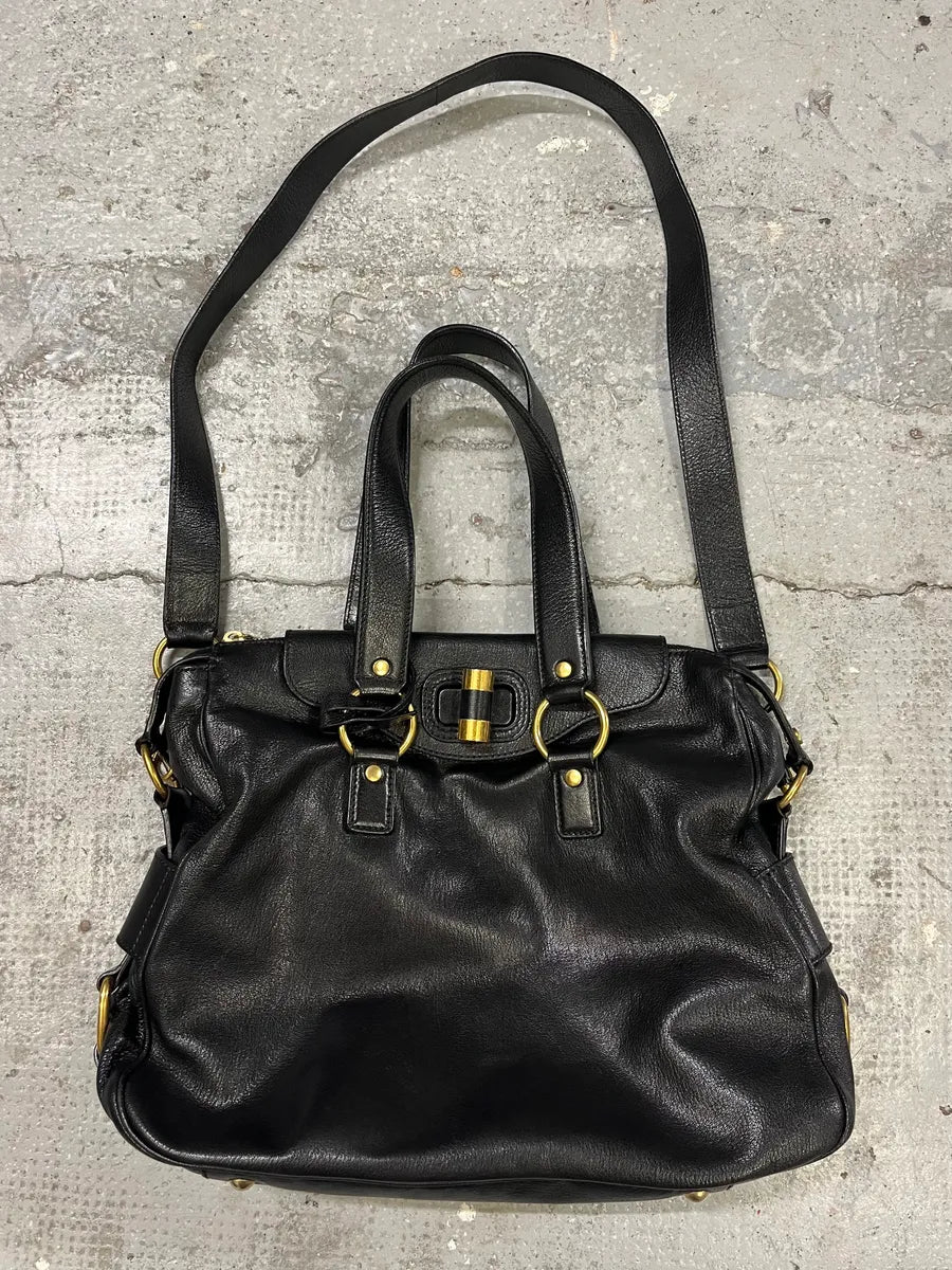 2000s Yves Saint Laurent Black Leather Muse Messenger Bag (OS) qGZNWxQ 0